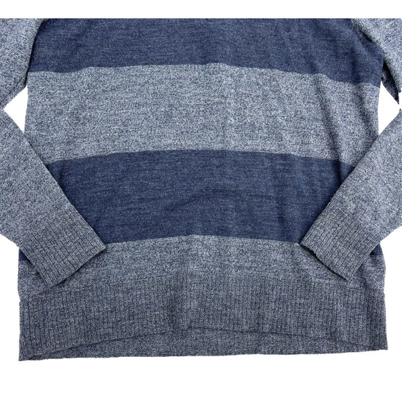 Smartwool Men's 1/4 Zip Blue Stripe Wool Blend Pullover Sweater - Picture 4 of 11
